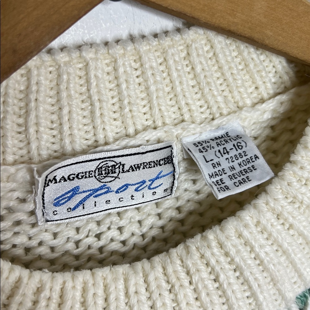 Vintage 80s Fair Isle Sweater Cozy Cottagecore Mock Neck Knit - Picture 10 of 11